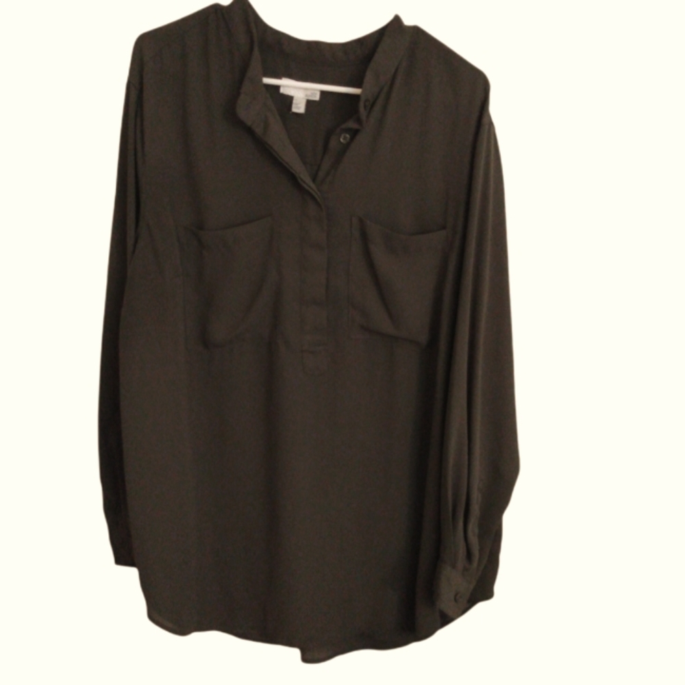 14TH & UNION ARMY GREEN BLOUSE 1X
